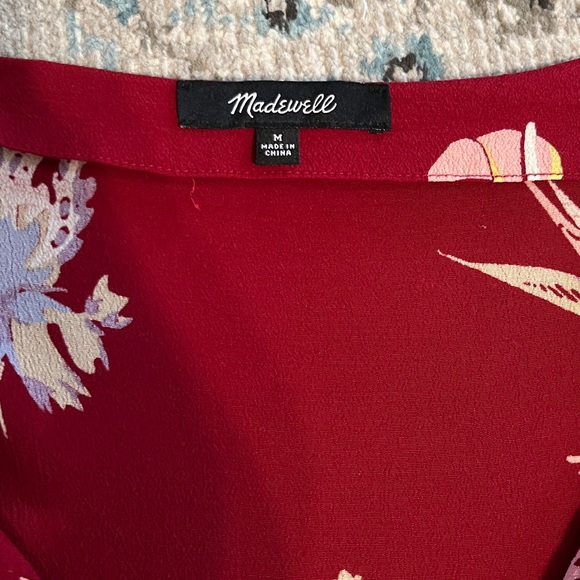 Madewell Red Tropical Print Floral Dress Medium - Picture 6 of 15
